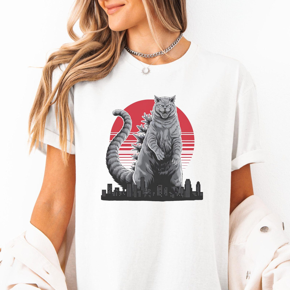 Catzilla T Shirt Funny Kaiju Cat Graphic Tee